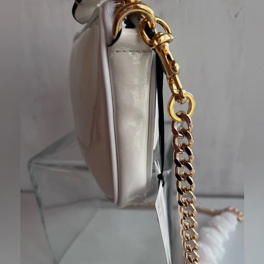 MOSCHINO Patent Leather Logo Shoulder Bag White - Picture 10 of 14